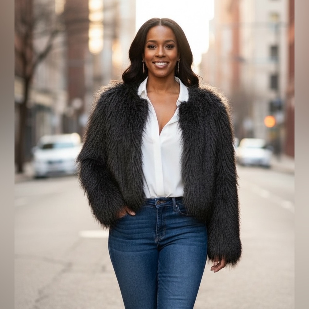 Chic Black Teddy Jacket